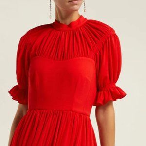 Emilia Wickstead Red Philly Gathered Crepe Dress